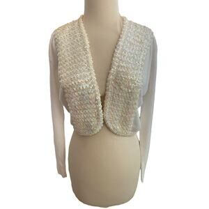 Small Vintage Park-Storyk White Sequin Open Cardigan Short